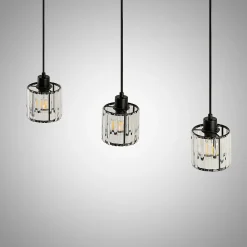 Lindby hengelampe Vella, transparent, glass, 83 cm, 3 lyskilder.