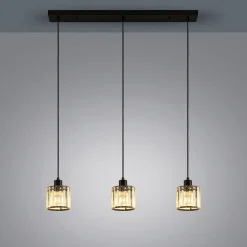 Lindby hengelampe Vella, transparent, glass, 83 cm, 3 lyskilder.