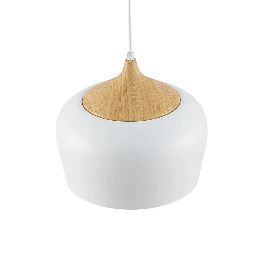 Lindby hengelampe Vilsera, hvit, metall/tre, 26 cm, E27 Best