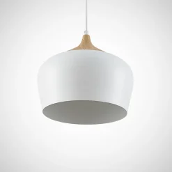 Lindby hengelampe Vilsera, hvit, metall/tre, 26 cm, E27 Best