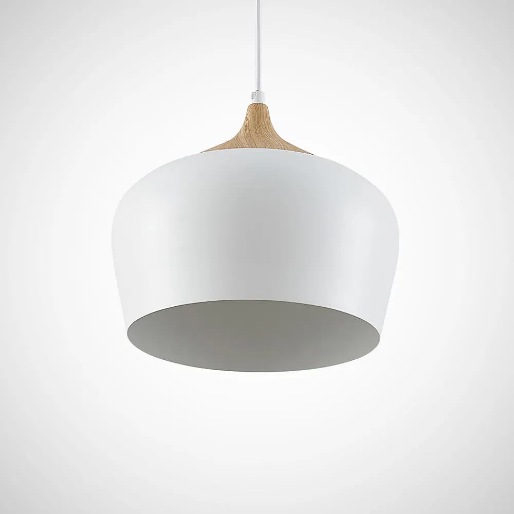 Lindby hengelampe Vilsera, hvit, metall/tre, 26 cm, E27 Best