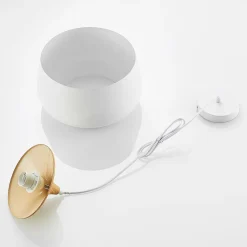 Lindby hengelampe Vilsera, hvit, metall/tre, 26 cm, E27 Best