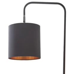 Lindby Hinay tekstil-gulvlampe svart/gull| Gulvlamper