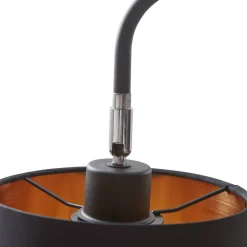 Lindby Hinay tekstil-gulvlampe svart/gull| Gulvlamper