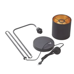 Lindby Hinay tekstil-gulvlampe svart/gull| Gulvlamper