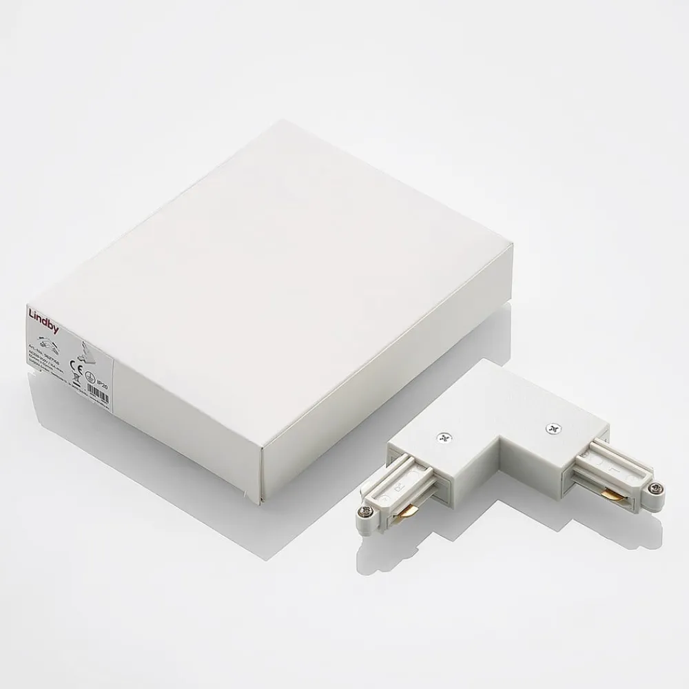 Lindby hjørnekontakt Linaro, hvit, 1-fase system| Skinnesystem
