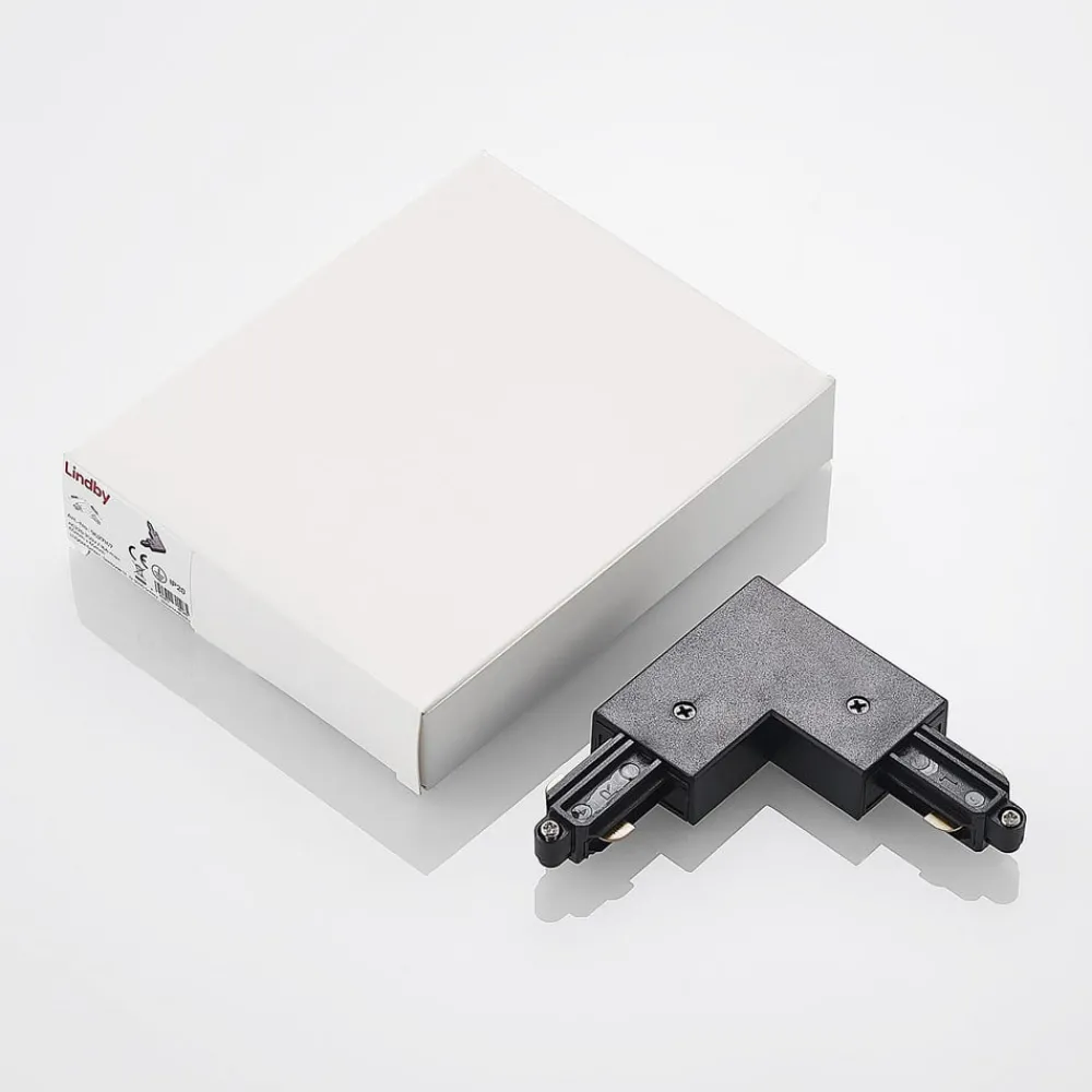 Lindby hjørnekontakt Linaro, svart, 1-fase system| Skinnesystem