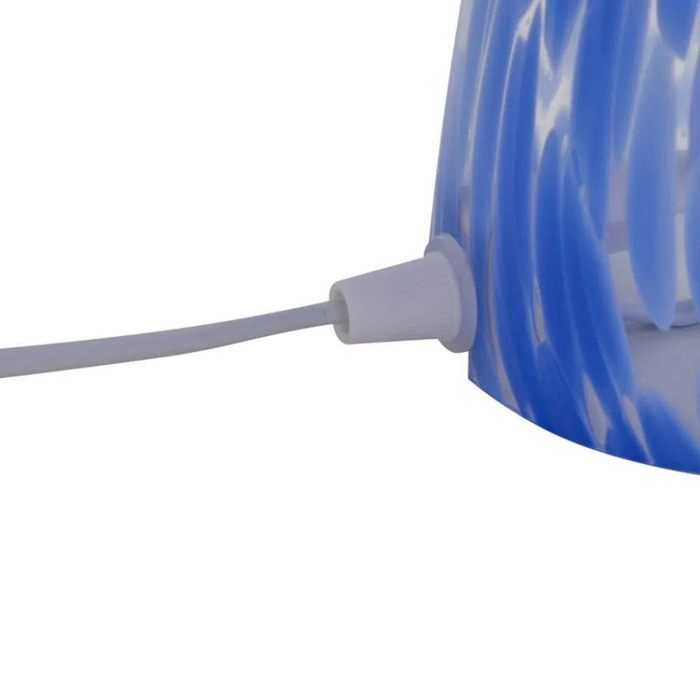 Lindby Hubi bordlampe, blå, glass, Ø 22 cm, soppform| Bordlamper