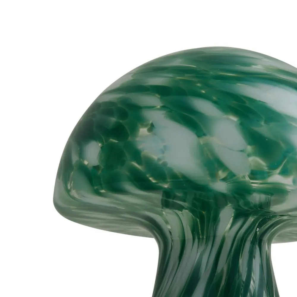 Lindby Hubi bordlampe, grønn, glass, Ø 22 cm, soppform| Bordlamper