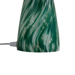 Lindby Hubi bordlampe, grønn, glass, Ø 22 cm, soppform| Bordlamper