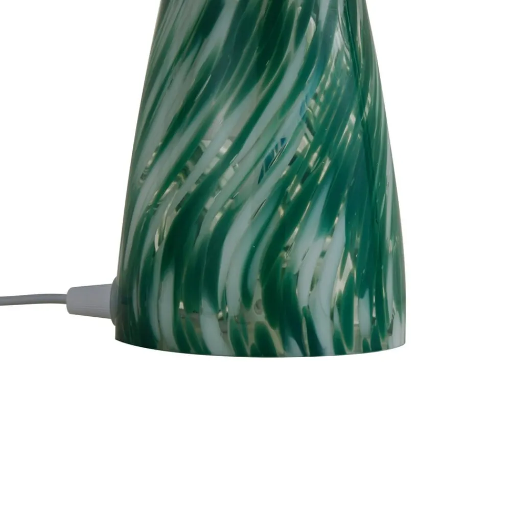 Lindby Hubi bordlampe, grønn, glass, Ø 22 cm, soppform| Bordlamper