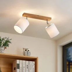 Lindby Imarin downlight, 2 lyskilder, eik/hvit Sale