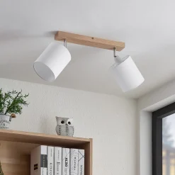 Lindby Imarin downlight, 2 lyskilder, eik/hvit Sale