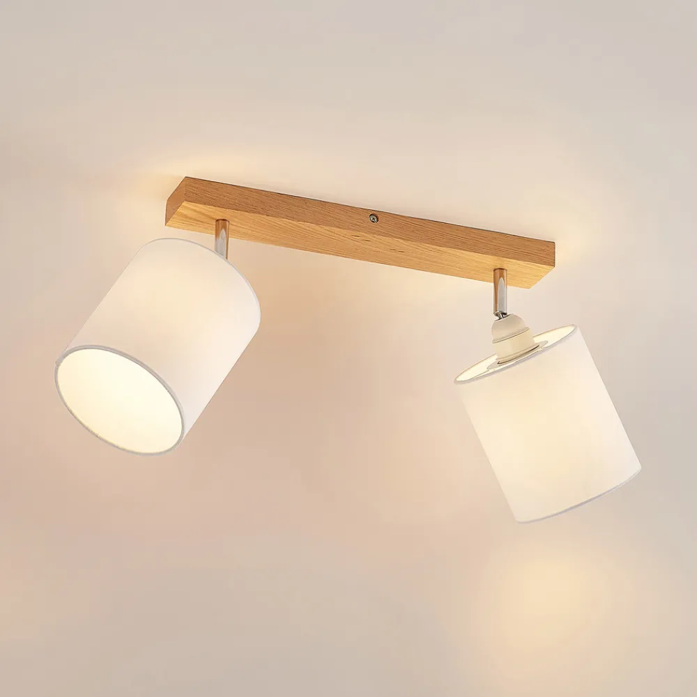 Lindby Imarin downlight, 2 lyskilder, eik/hvit Sale