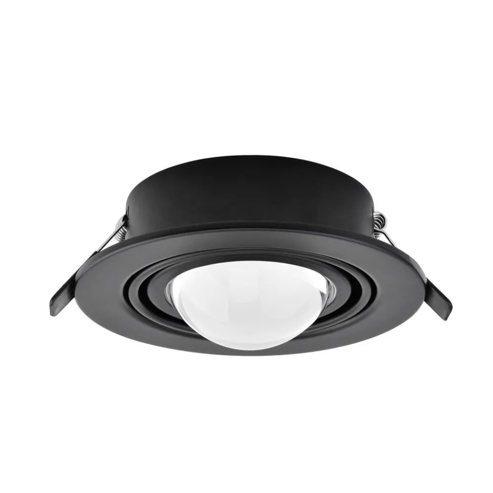 Lindby innfelt spotlight Jyla, svart, 3000 K, Ø 13 cm, linse| Downlights