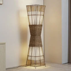 Lindby Jacinto gulvlampe, bambus, hamp, høyde 130 cm| Gulvlamper