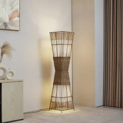 Lindby Jacinto gulvlampe, bambus, hamp, høyde 130 cm| Gulvlamper