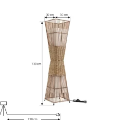 Lindby Jacinto gulvlampe, bambus, hamp, høyde 130 cm| Gulvlamper