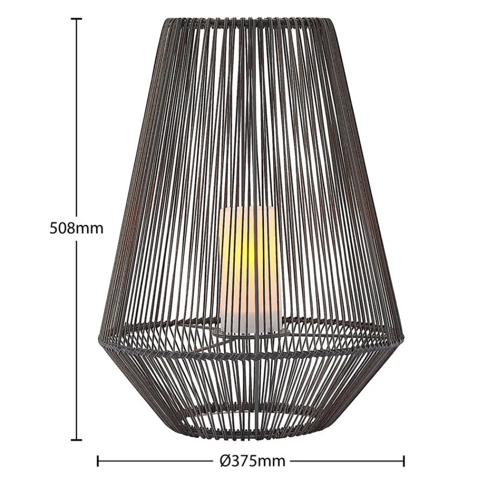 Lindby Kaati LED-solcellelykt rottingutseende 37cm| Solcellelamper