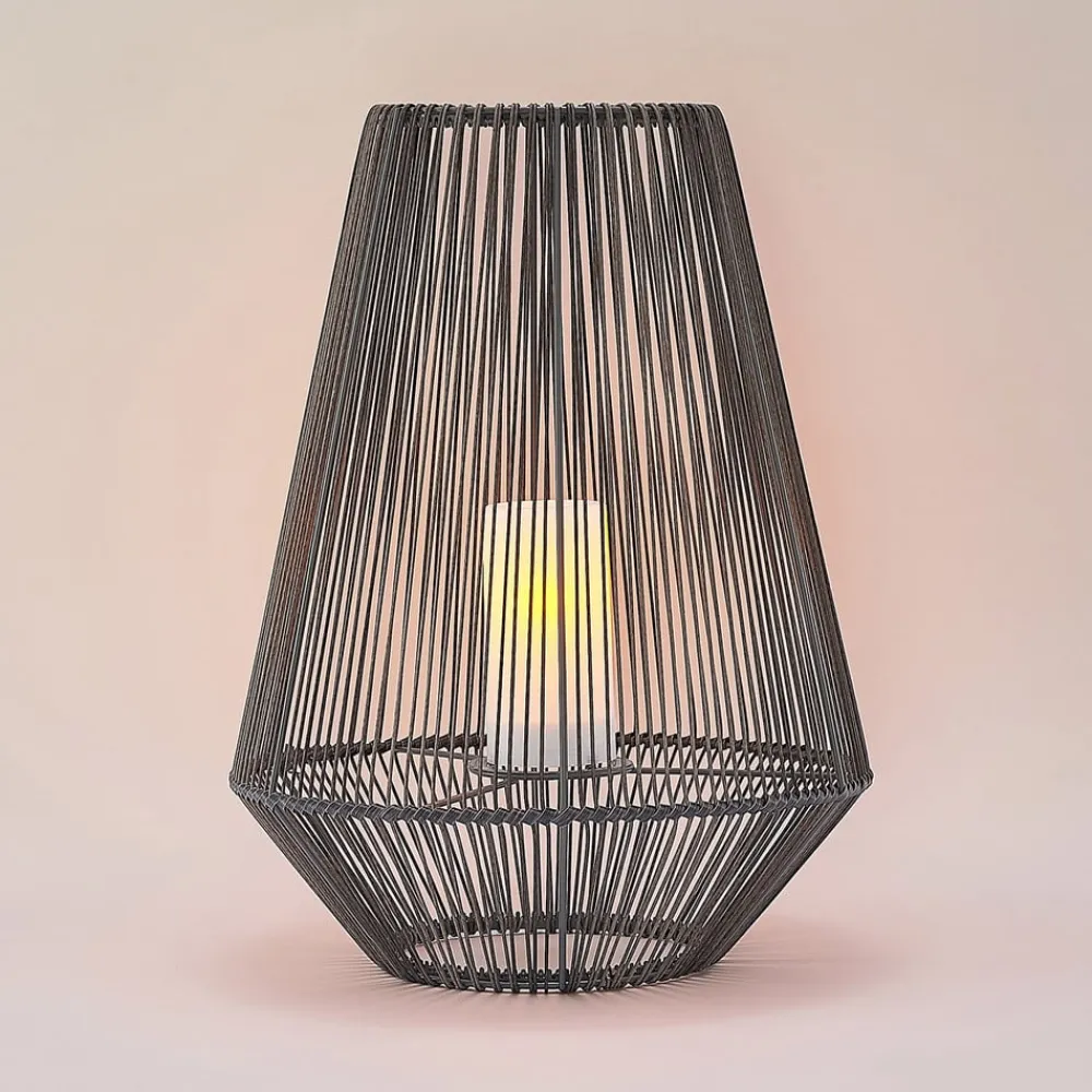 Lindby Kaati LED-solcellelykt rottingutseende 37cm| Solcellelamper