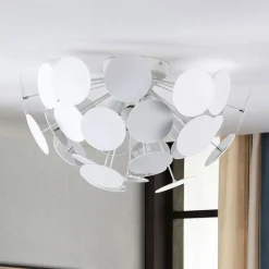 Lindby Kinan taklampe, Ø 54 cm, hvit, metall, E14 Hot