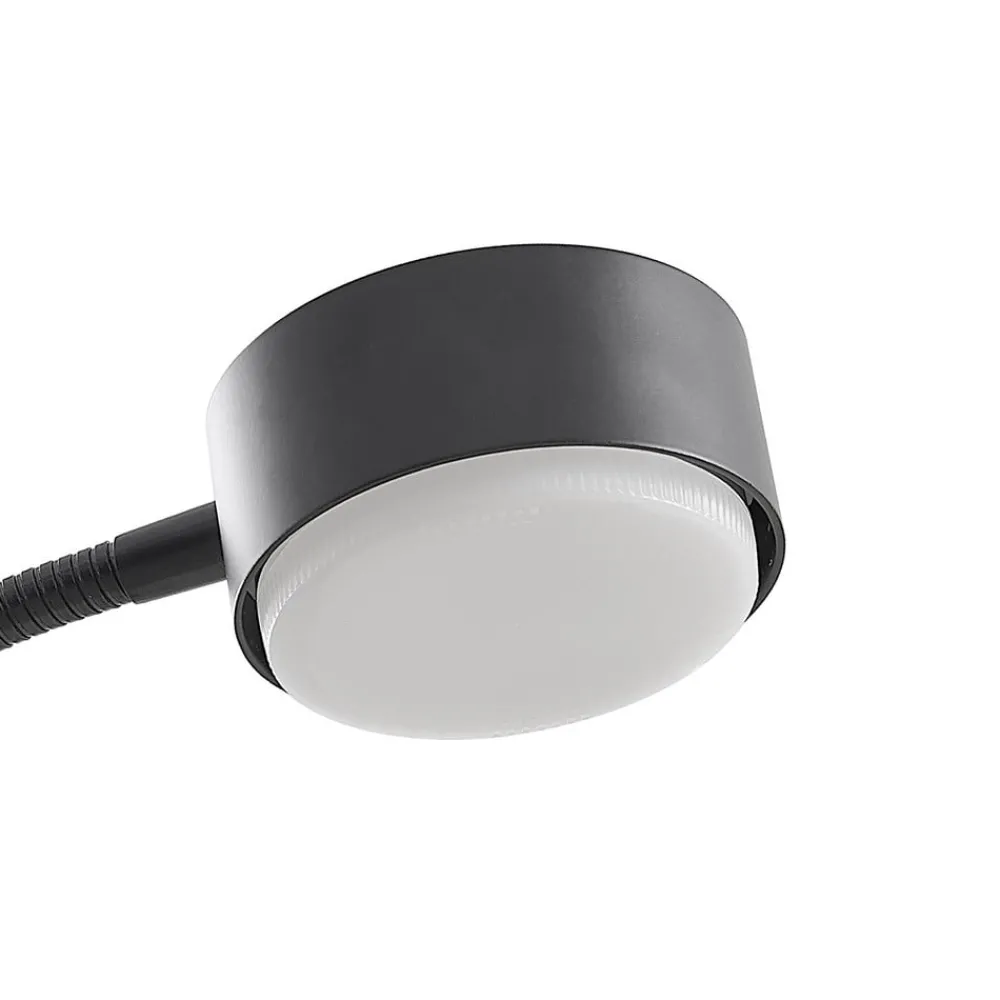 Lindby klemmelampe Kaylou, svart, fleksibel arm, aluminium| Kontorbelysning|Bordlamper
