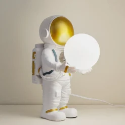 Lindby Kosmo bordlampe, hvit/gull, keramikk, glass Discount