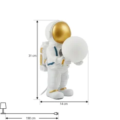 Lindby Kosmo bordlampe, hvit/gull, keramikk, glass Discount