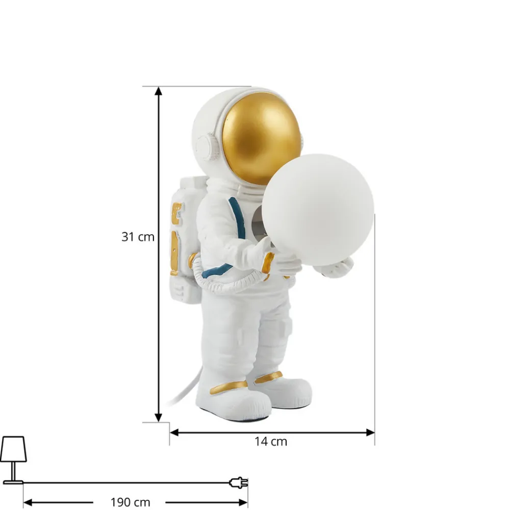 Lindby Kosmo bordlampe, hvit/gull, keramikk, glass Discount