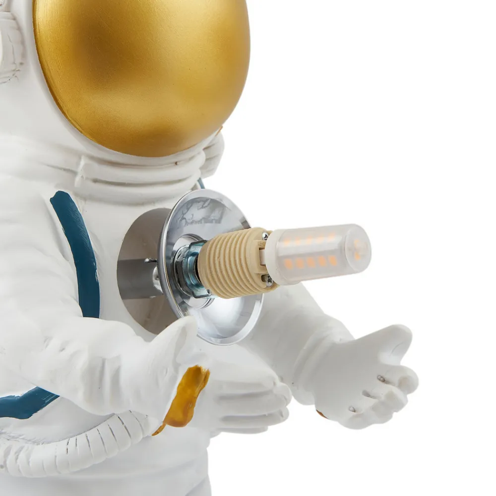 Lindby Kosmo bordlampe, hvit/gull, keramikk, glass Discount