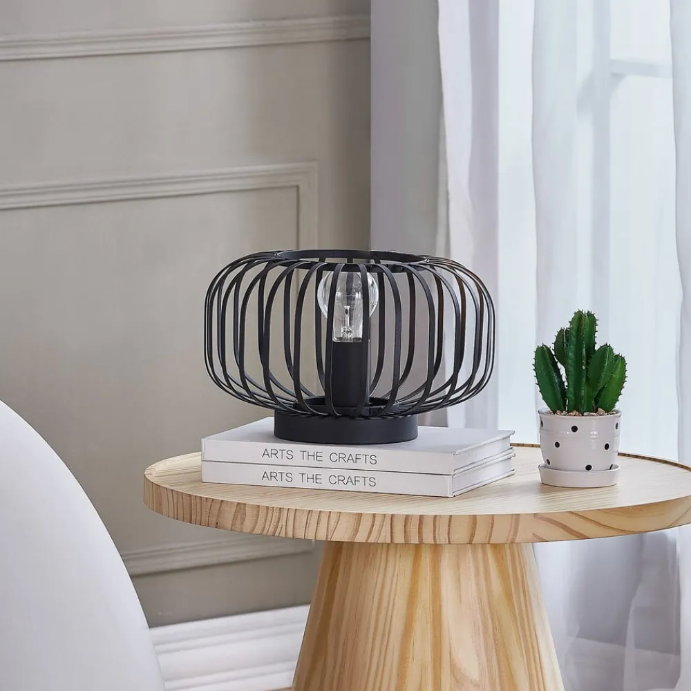 Lindby Krish bordlampe i bur-look, svart| Bordlamper