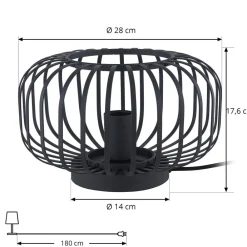 Lindby Krish bordlampe i bur-look, svart| Bordlamper