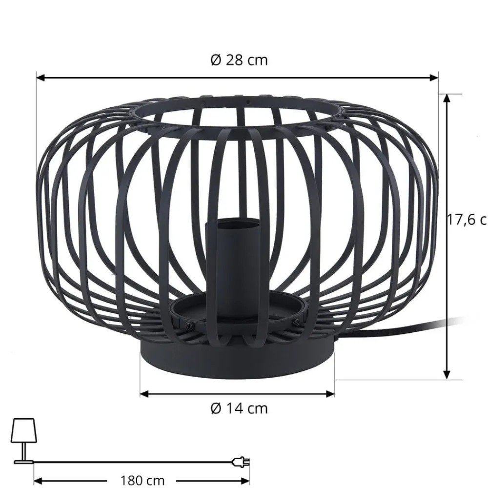 Lindby Krish bordlampe i bur-look, svart| Bordlamper