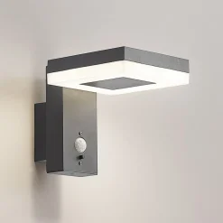 Lindby Laira utendørs LED-solcellevegglampe 15,5cm| Kommersiell Utebelysning|Solcellelamper Med Sensor