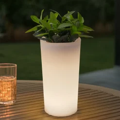 Lindby LED oppladbar blomstervase Florista, RGB, IP54, Ø 12cm, hvit Hot