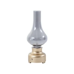 Lindby LED oppladbar bordlampe Maxentius dimmer i gullfarget glass| Bordlamper