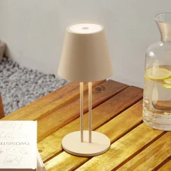 Lindby LED oppladbar bordlampe Janea TWIN, beige, metall Online