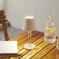 Lindby LED oppladbar bordlampe Janea TWIN, beige, metall Online