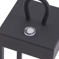 Lindby LED oppladbar bordlampe Iruna, svart, metall, 27 cm, dimbar. Discount