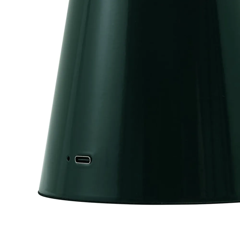 Lindby LED oppladbar bordlampe Nevijo, grønn, Ø20 cm, USB, dimmer| Led-Innendørs|Bordlamper