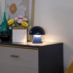 Lindby LED oppladbar bordlampe Nevijo, blå, Ø18cm, USB, dimmer Hot