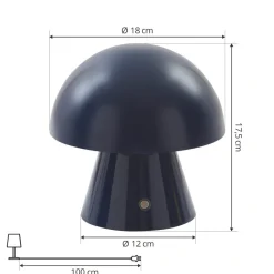 Lindby LED oppladbar bordlampe Nevijo, blå, Ø18cm, USB, dimmer Hot