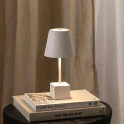 Lindby LED oppladbar bordlampe Janea CUBE, hvit, metall| Dekorasjonsbelysning