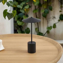 Lindby LED oppladbar bordlampe Ayva, svart, aluminium, IP44 New