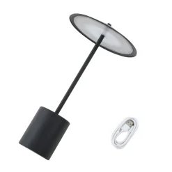Lindby LED oppladbar bordlampe Ayva, svart, aluminium, IP44 New