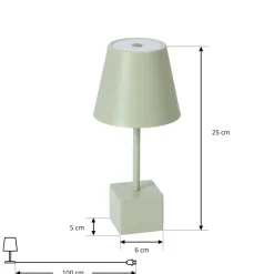 Lindby LED oppladbar bordlampe Janea CUBE, grønn, metall| Dekorasjonsbelysning|Led-Utendørs