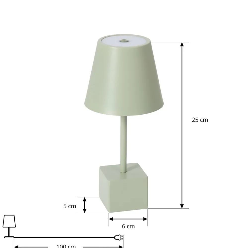 Lindby LED oppladbar bordlampe Janea CUBE, grønn, metall| Dekorasjonsbelysning|Led-Utendørs