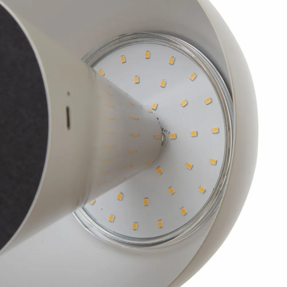 Lindby LED oppladbar bordlampe Nevijo, grå, Ø18cm, USB, dimmer| Bordlamper