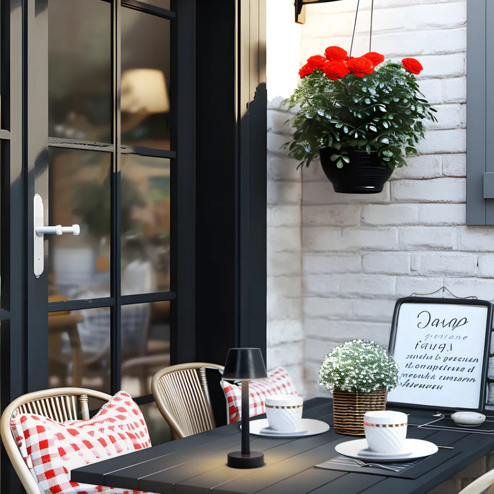 Lindby LED oppladbar lampe Gaja, svart, USB, IP44, RGBW, dimbar. Outlet