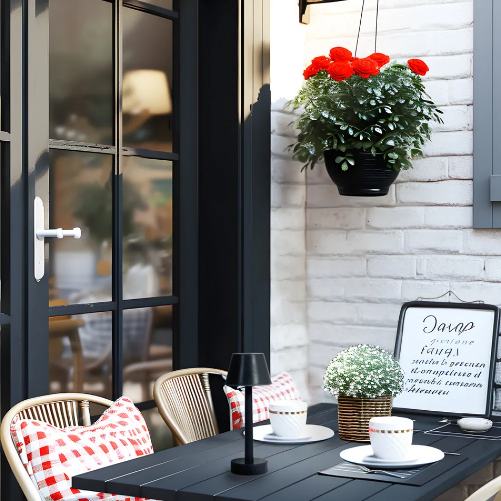 Lindby LED oppladbar lampe Gaja, svart, USB, IP44, RGBW, dimbar. Outlet